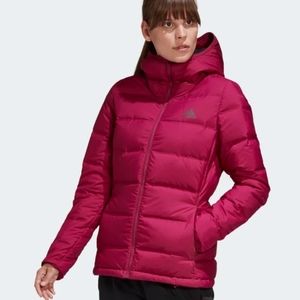 ❤️Adidas Women's Helionic Pink Down Jacket With Hood Size Small
